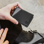Signature Slim RFID Money Clip Wallet // Black + Gray