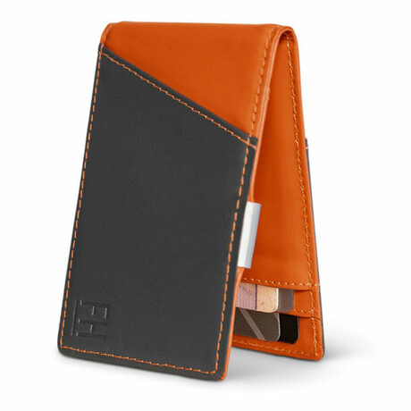 Signature Slim RFID Money Clip Wallet // Charcoal + Rust