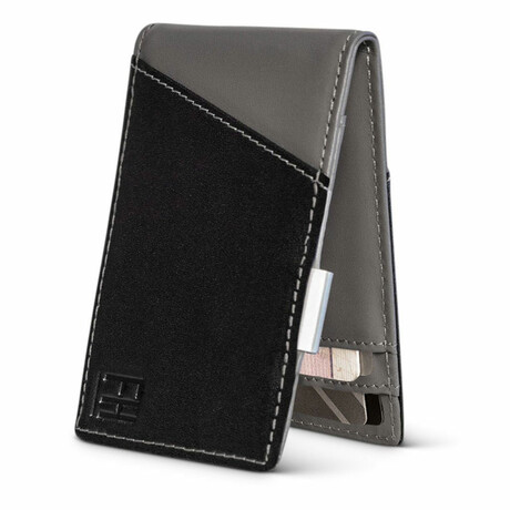 Signature Slim RFID Money Clip Wallet // Black + Gray