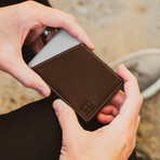 Signature Slim RFID Money Clip Wallet // Espresso + Stone