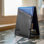 Signature Slim RFID Money Clip Wallet // Black + Blue