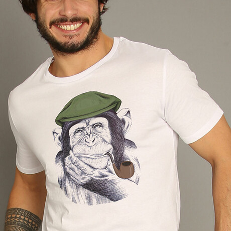 Wise Mr Chimp T-shirt // White (S)