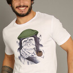 Wise Mr Chimp T-shirt // White (S)