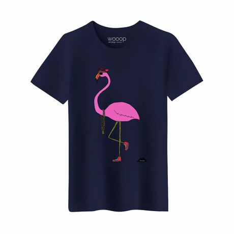 Frederick The Flamingo T-shirt // Navy (S)