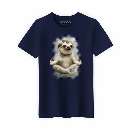Sloth Meditate T-shirt // Navy (S)
