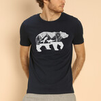 Bear And Foxes T-shirt // Navy (S)