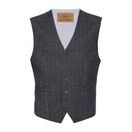Albert Stretch Herringbone Vest // Gray (XS)