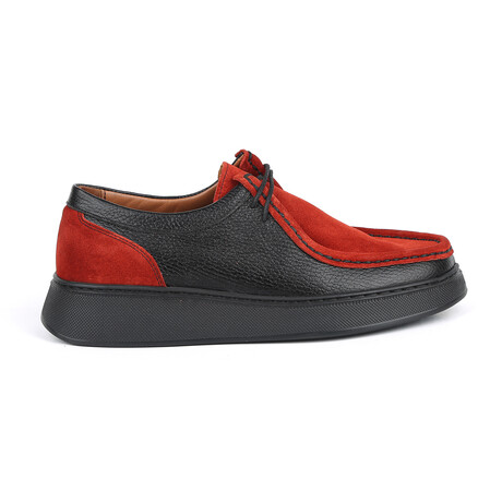 Tyrese Suede Dress Shoe // Black + Red (Euro: 39)