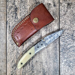 Bone Engraved Drop Point Pocket Knife // Liner Lock