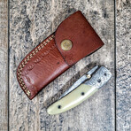 Bone Engraved Drop Point Pocket Knife // Liner Lock