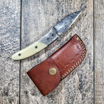 Bone Engraved Drop Point Pocket Knife // Liner Lock