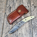 Bone Engraved Drop Point Pocket Knife // Liner Lock