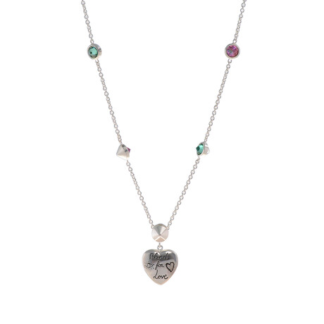Blind for Love Sterling Silver Zirconia Charm Necklace // 16" // Store Display