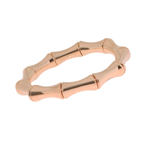 Bamboo 18K Pink Gold Bangle Bracelet // 7" // Store Display