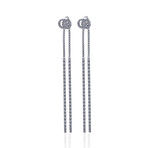 GG Running 18K White Gold Diamond Drop Earrings // Store Display