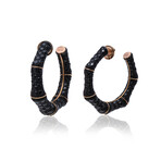 Bamboo 18K Pink Gold Spinel Hoop Earrings // Store Display