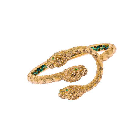 Dionysus 18K Yellow Gold + Enamel Tsavorite Statement Bracelet // 6.5" // Store Display
