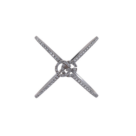 GG Running 18K White Gold Diamond Statement Ring // Ring Size: 6.5 // Store Display