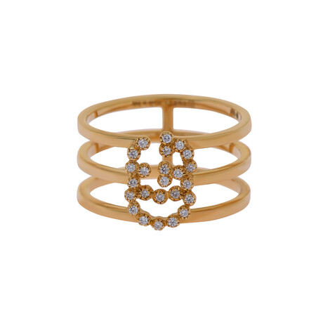 GG Running 18K Yellow Gold Diamond Band Ring // Ring Size: 7 // Store Display