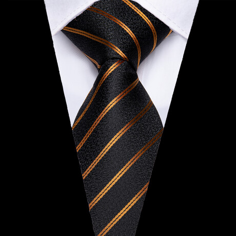 Nolan Handmade Silk Tie // Black + Bronze