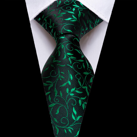 Pythos Handmade Silk Tie // Black + Green