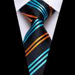Vice Handmade Silk Tie // Black + Teal + Orange