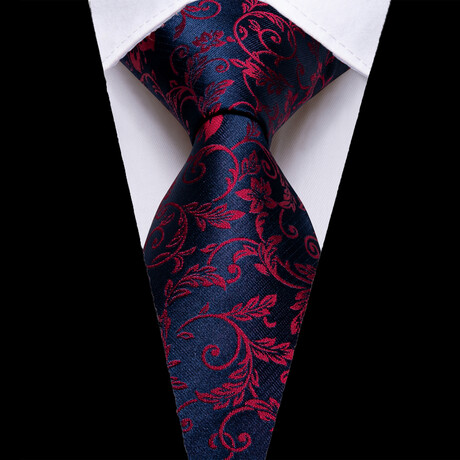 Thomas Handmade Silk Tie // Navy + Red