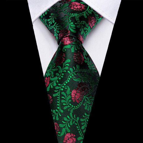 Enchant Handmade Silk Tie // Black + Green + Red