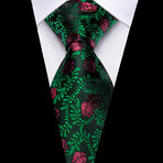 Enchant Handmade Silk Tie // Black + Green + Red