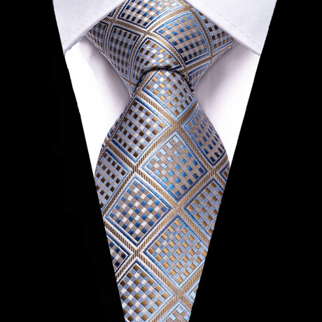 Hayes Handmade Silk Tie // Tan + Light Blue