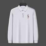 Polo Long Sleeve Shirt // Button closure // White (2XL)