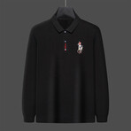 Polo Long Sleeve Shirt // Button closure // Black (M)