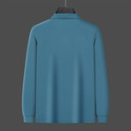 Polo Long Sleeve Shirt // Button closure // Ocean Blue (XS)