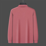 Polo Long Sleeve Shirt // Button closure // Rose Pink (M)