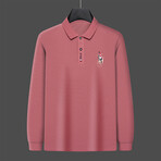 Polo Long Sleeve Shirt // Button closure // Rose Pink (M)