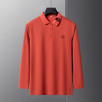 Polo Long Sleeve Shirt // Button closure // Orange (XL)