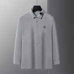 Polo Long Sleeve Shirt // Button closure // Gray (M)
