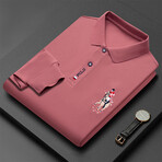 Polo Long Sleeve Shirt // Button closure // Rose Pink (M)