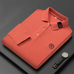 Polo Long Sleeve Shirt // Button closure // Orange (XL)