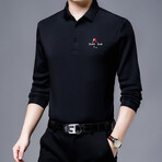 Small Logo Long Sleeve Golf Polo // Black (M)