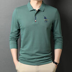 Polo Long Sleeve Shirt // Button closure // Light Green (XS)