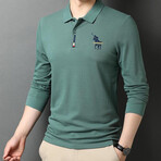 Polo Long Sleeve Shirt // Button closure // Light Green (XS)