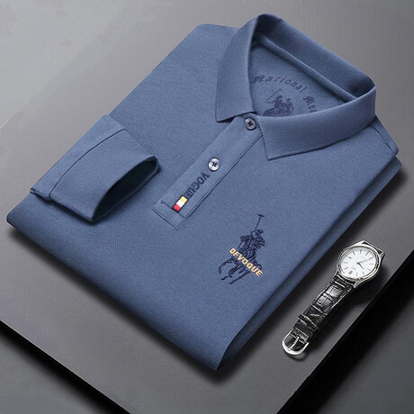 Polo Long Sleeve Shirt // Button closure // Light Blue (3XL)