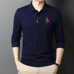 Polo Long Sleeve Shirt // Button closure // Navy Blue (M)