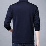 Golf Polo Long Sleeve Shirt // Zipper closure // Navy Blue (L)