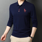 Polo Long Sleeve Shirt // Button closure // Navy Blue (XL)