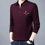 Golf Polo Long Sleeve Shirt // Zipper closure // Burgundy (L)