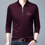 Golf Polo Long Sleeve Shirt // Zipper closure // Burgundy (XL)