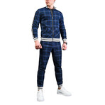 Men's Plaid Track Suit // Blue + White (XS)