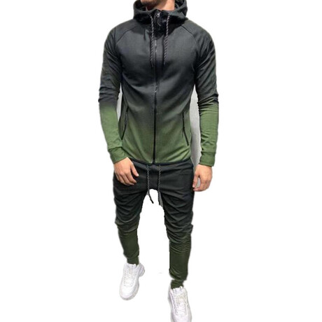 Men's Gradient Track Suit // Green + Black (XS)